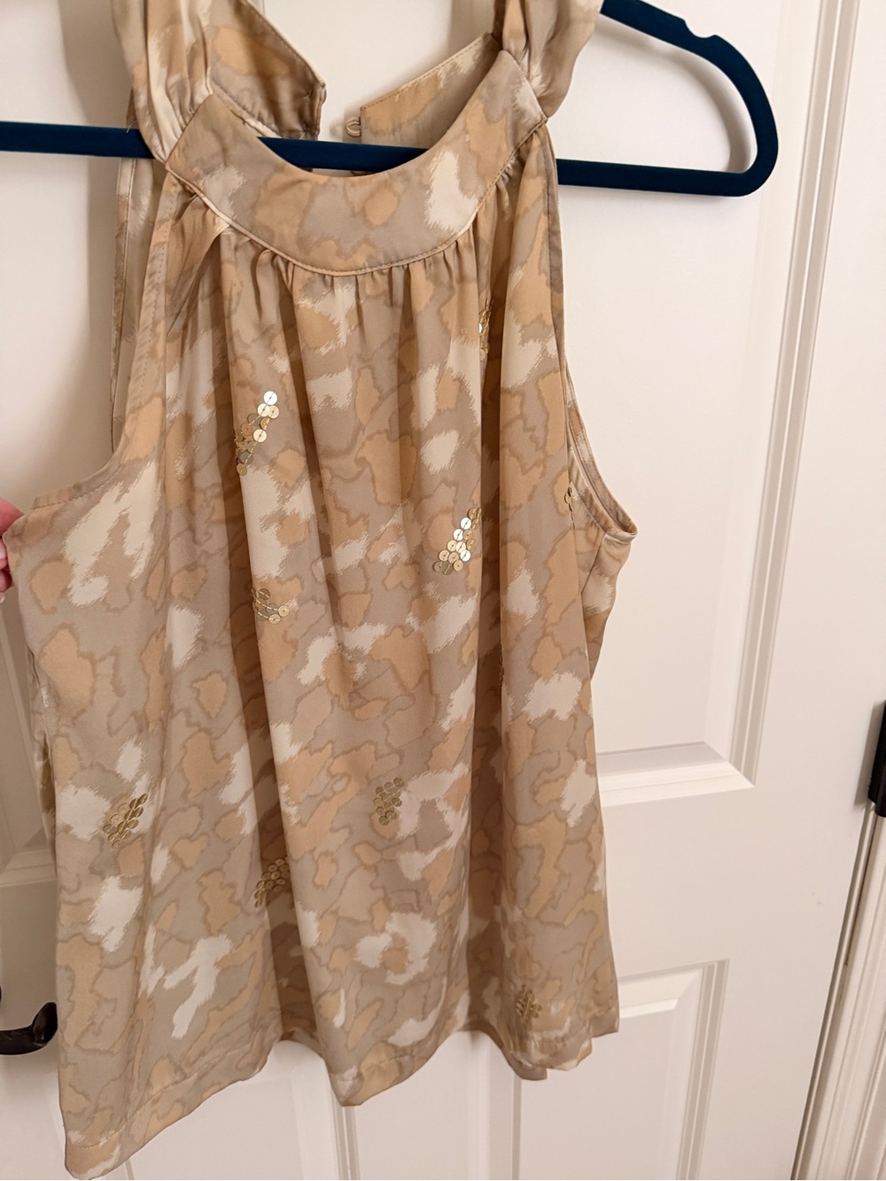 Apt. 9 Beige and Cream Halter Camisole with Sequin Accents